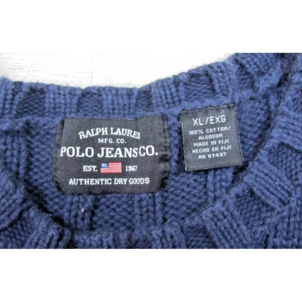 Vintage Y2K POLO Ralph Lauren Ribbed Cotton Sweater Men's (XL) Preppy 2000s